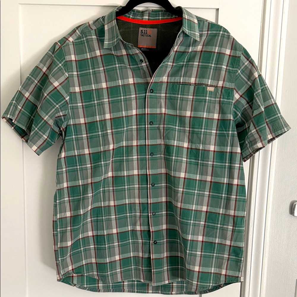 5.11 Tactical Green and White Plaid Shirt